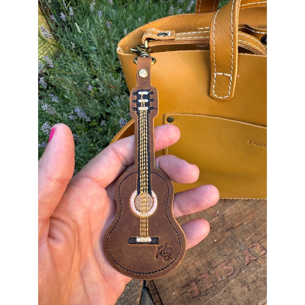 Portland Leather Acoustic Guitar Bag Charm Guitar Purse Charm Brown - Picture 2 of 5